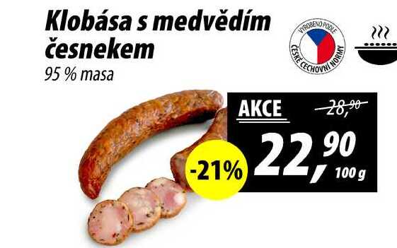 Klobása s medvědím česnekem 95% masa, 100 g