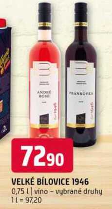 VELKÉ BÍLOVICE vybrané druhy 0,75l 