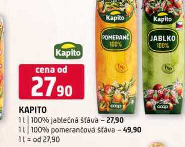 Kapito 100% jablečná šťáva 1l 100% pomerančová šťáva 1l