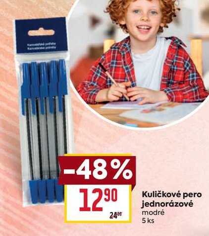 Kuličkové pero jednorázové modré 5 ks 