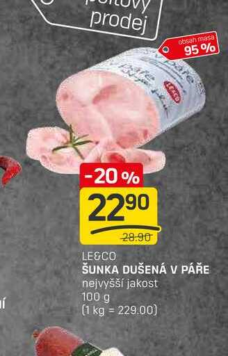 ŠUNKA DUŠENÁ V PÁŘE nejvyšší jakost 100g