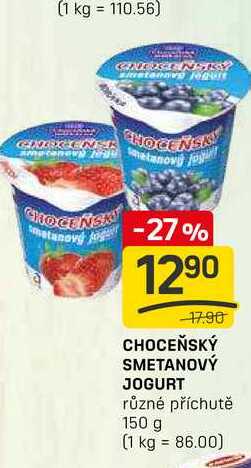 CHOCEŇSKÝ SMETANOVÝ JOGURT různé příchutě 150 g 