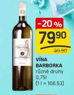 VÍNA BARBORKA různé druhy 0,75l