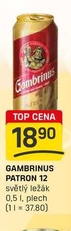 GAMBRINUS PATRON 12 světlý ležák 0,5l, plech 