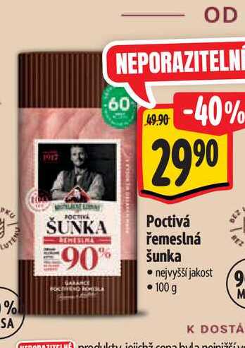  Poctivá řemeslná šunka  100 g