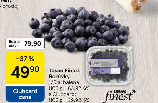 Tesco Finest Borůvky, 125 g, balené  