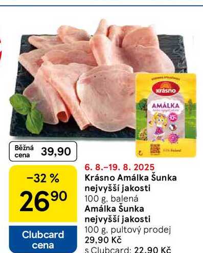 Krásno Amálka Šunka nejvyšší jakosti, 100 g 