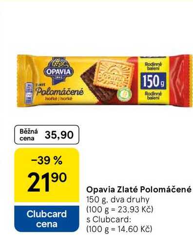 Opavia Zlaté Polomáčené, 150 g, dva druhy 