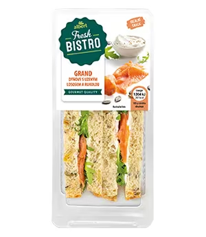 Dýňový grand sendvič s uzeným lososem a rukolou 120 g