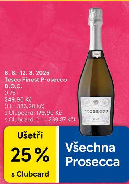 Tesco Finest Prosecco D.O.C., 0,75 l
