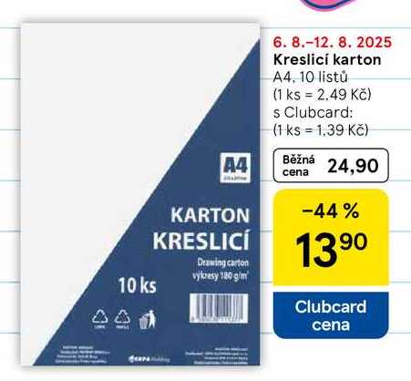 Kreslici karton, A4, 10 listů  