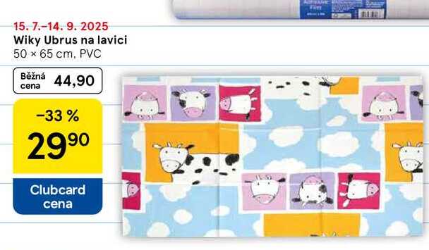 Wiky Ubrus na lavici, 50 x 65 cm, PVC  