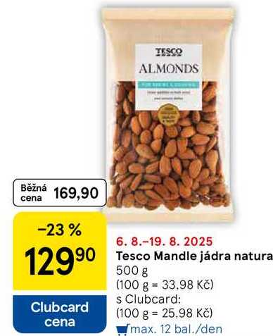 Tesco Mandle jádra natura, 500 g 