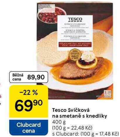 Tesco Svíčková na smetaně s knedlíky, 400 g