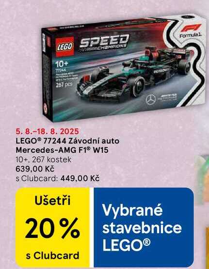 LEGO® 77244 Závodní auto Mercedes-AMG F1® W15 10+, 267 kostek 