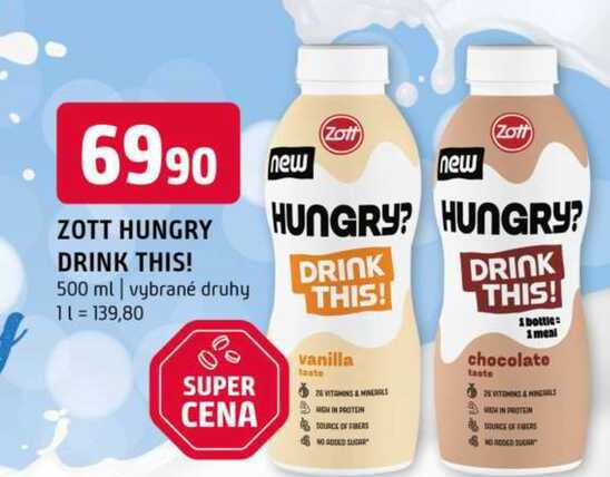 ZOTT HUNGRY DRINK THIS! 500 ml vybrané druhy 