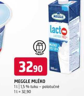 MEGGLE MLÉKO 1,5% tuku polotučné 1l