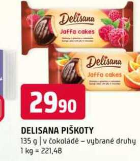 DELISANA PIŠKOTY 135 g v čokoládě vybrané druhy 