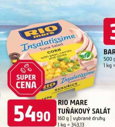RIO MARE TUNAKOVÝ SALÁT 160 g vybrané druhy 