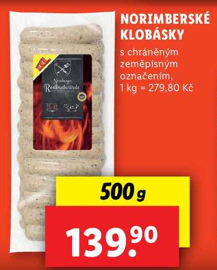 NORIMBERSKÉ KLOBÁSKY, 500 g