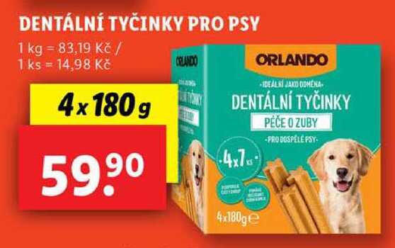 DENTÁLNÍ TYČINKY PRO PSY, 4x 180 g