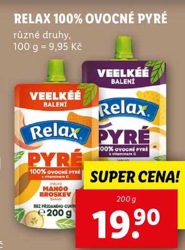 RELAX 100% OVOCNÉ PYRÉ, 200 g