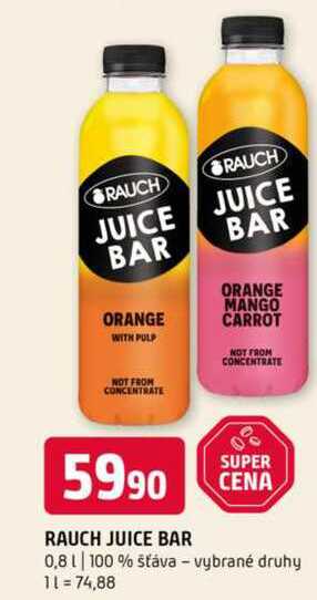 RAUCH JUICE BAR 0,8l 100% šťáva vybrané druhy 