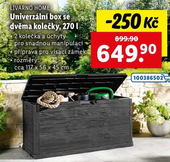 Univerzální box se dvěma kolečky, 270 l