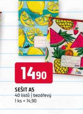 SEŠIT A5 40 listů bezdřevý 1ks