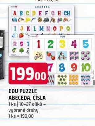 EDU PUZZLE ABECEDA, ČÍSLA 1 ks 10-27 dílků vybrané druhy 