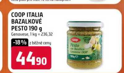 COOP ITALIA BAZALKOVÉ PESTO 190 g