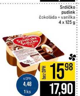 Srdíčko pudink čokoláda + vanilka 4 x 125 g