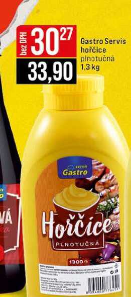 Gastro Servis hořčice plnotučná 1,3 kg