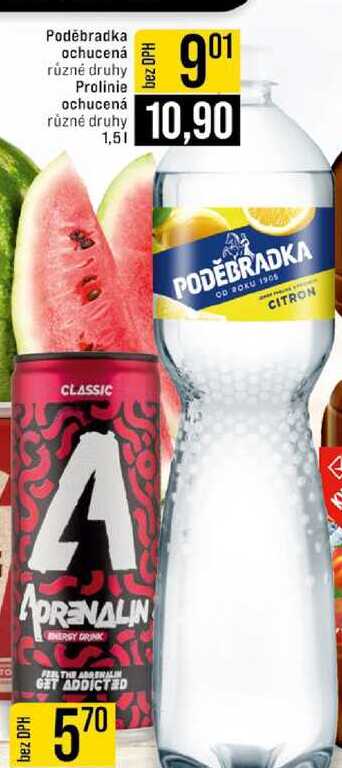 Poděbradka ochucená různé druhy Prolinie ochucená různé druhy 1,5l