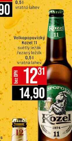 Velkopopovický Kozel 11 světlý ležák řezaný ležák 0,5l