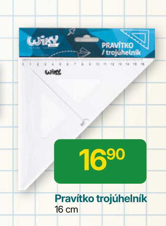 Pravítko trojúhelník 16 cm 