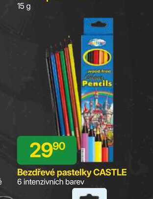 Bezdřevé pastelky CASTLE 6 intenzivních barev 