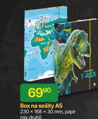 Box na sešity A5 230 × 168 x 30 mm, papír mix druhů T-REX 