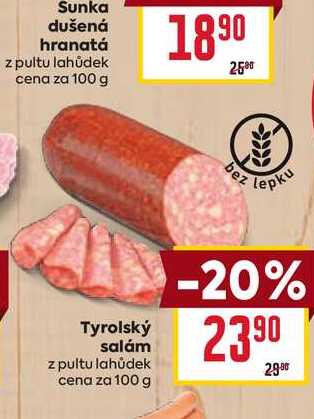 Tyrolský salám z pultu lahůdek cena za 100g