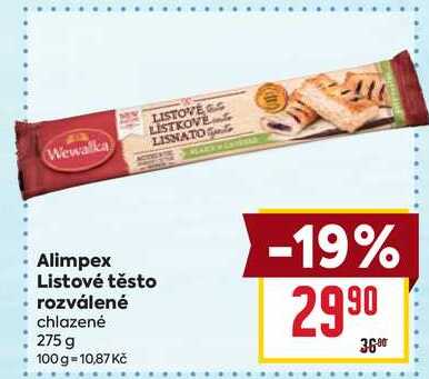 Alimpex Listové těsto rozválené chlazené 275 g
