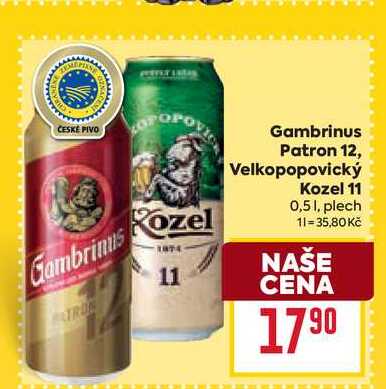 Velkopopovický Kozel 11 0,5l, plech 