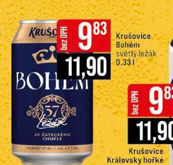 Krušovice Bohém světlý ležák 0.33l