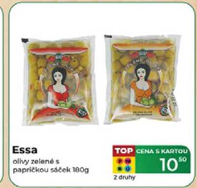 Essa olivy zelené s papričkou sáček 180g 