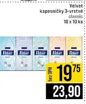 Velvet kapesničky 3-vrstvé classic 10 x 10 ks