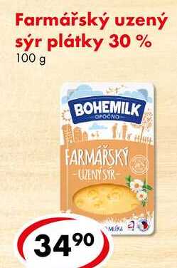 Farmářský uzený sýr plátky 30%, 100 g 