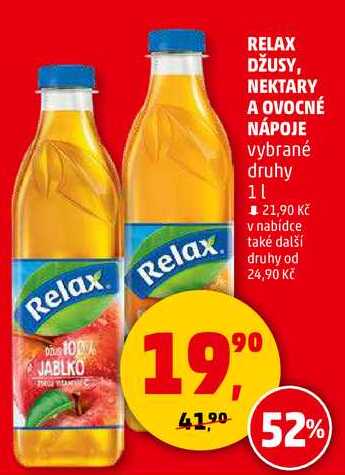 RELAX DŽUSY, NEKTARY A OVOCNÉ NÁPOJE vybrané druhy, 1 l 