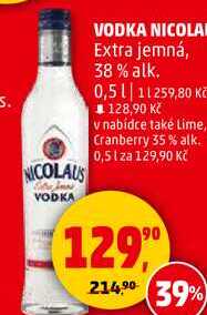 VODKA NICOLAUS Extra jemná, 38% alk., 0,5 l