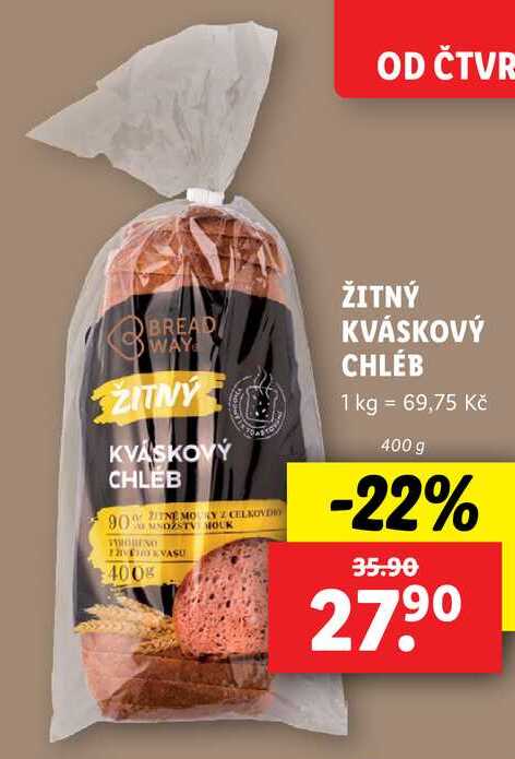 ŽITNÝ KVÁSKOVÝ CHLÉB, 400 g