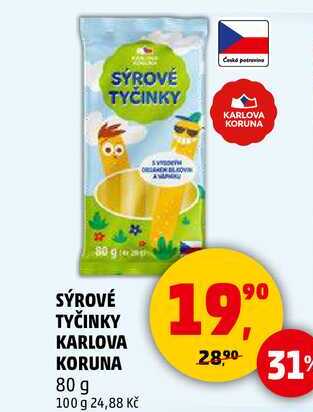 SÝROVÉ TYČINKY KARLOVA KORUNA, 80 g