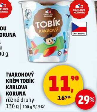 TVAROHOVÝ KRÉM TOBÍK KARLOVA KORUNA různé druhy, 130 g
